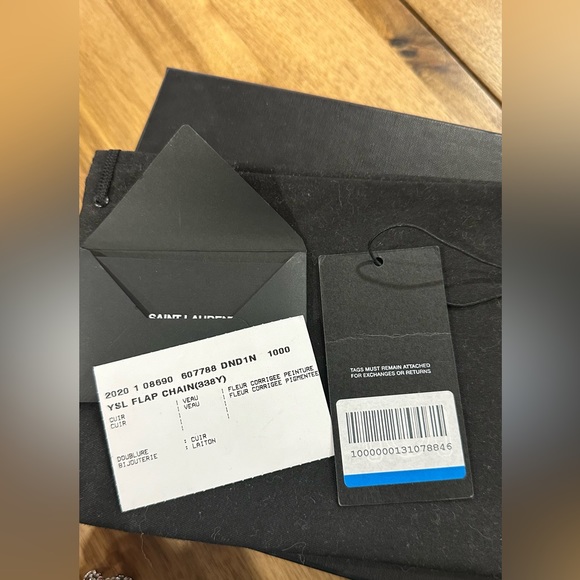 YSL Uptown Chain Wallet in Croc Embossed Leather and Silver Hardware - Picture 7 of 8